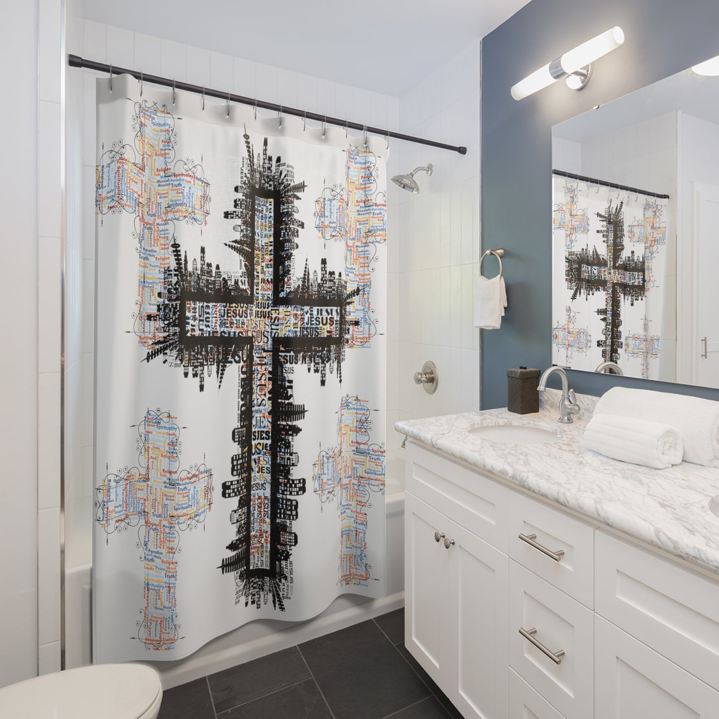 City of faith Shower Curtains