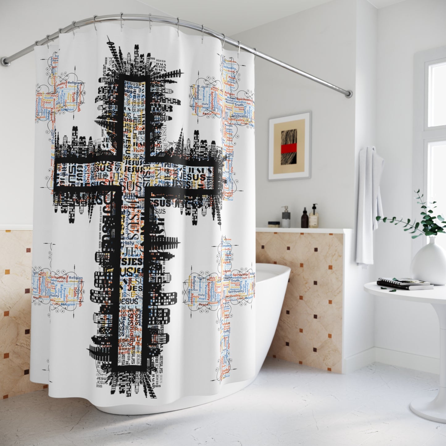 City of faith Shower Curtains