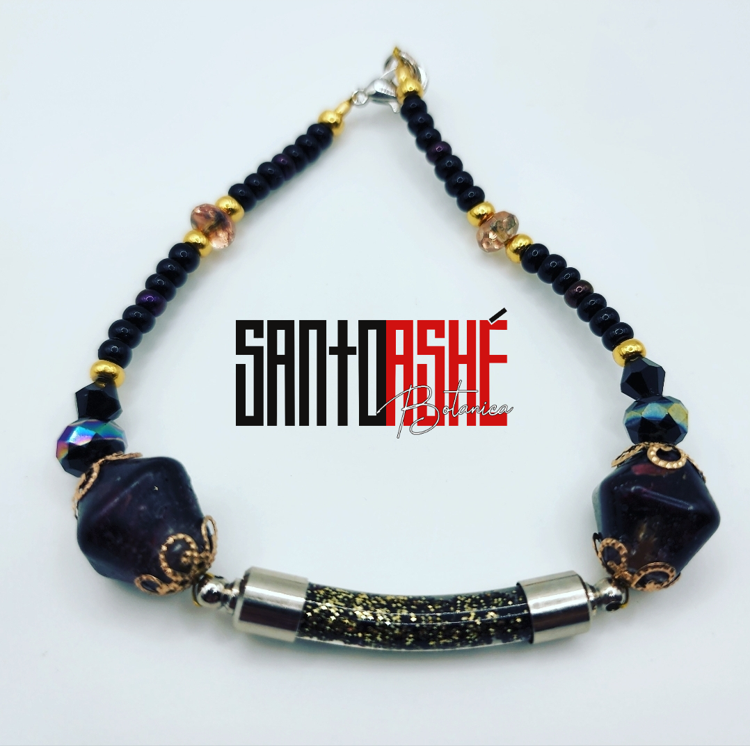 Rica/Queen of the Night Oil Bar and Resin Beaded Bracelet